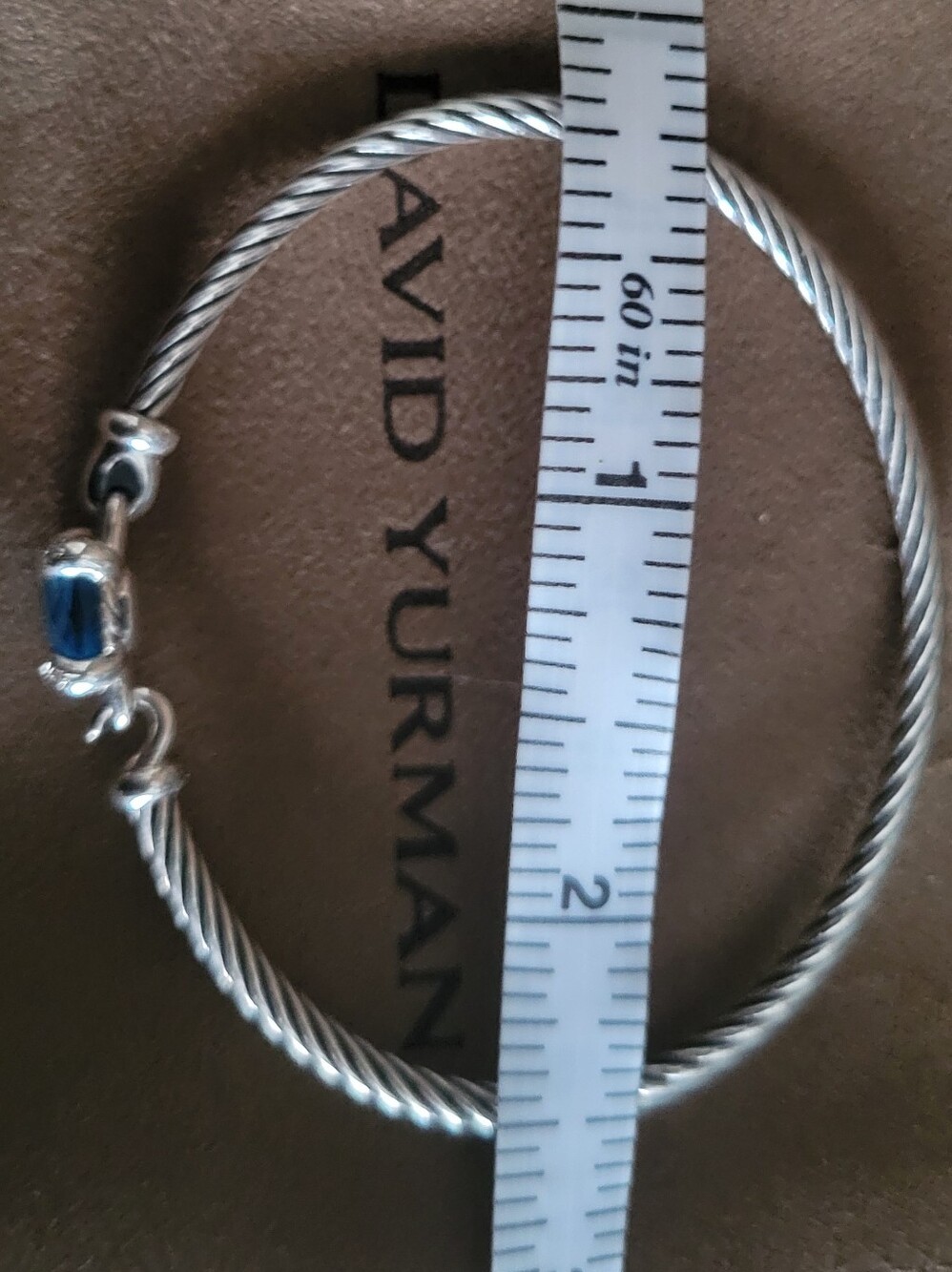 David Yurman Blue Topaz Cable Bracelet in Sterling Silver - Picture 7 of 7